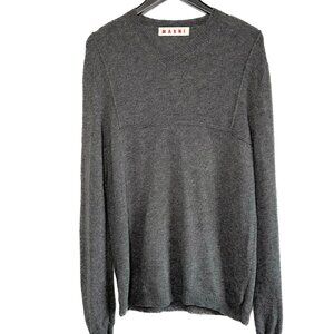 Marni Grey Wool Accented Seams V-neck Sweater